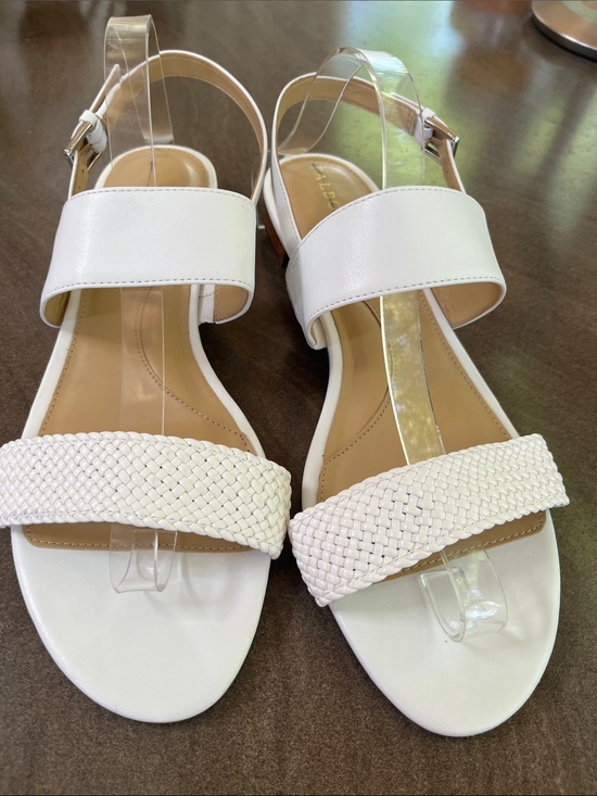 Talbots Shoes - Talbots White Braided Strap Slingback Sandals